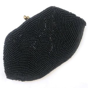 CHARBET Vintage Belgium Black Beaded Coin Purse